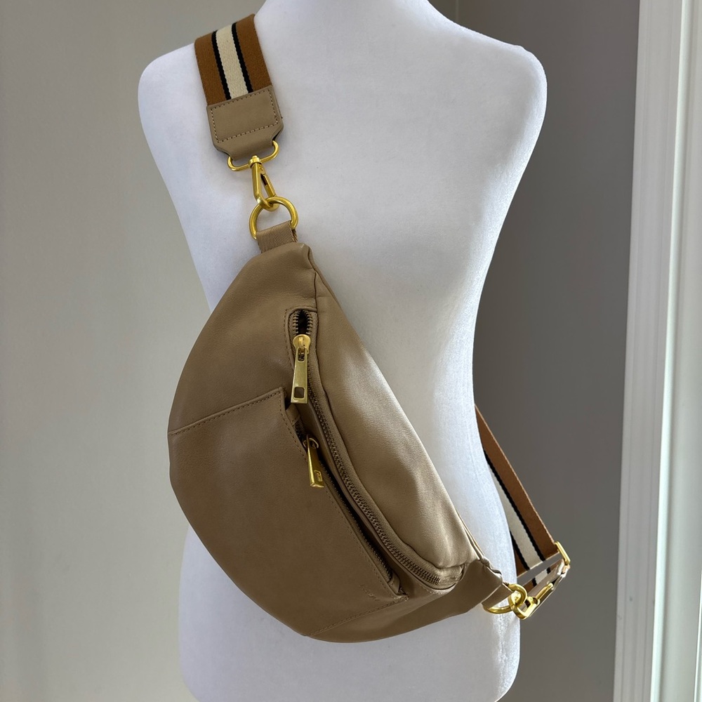 Fawn Design Tan Bag with Gold Zipper